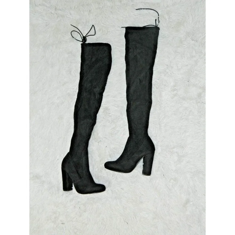 Lulu's Boots So Much Yes Black Suede Over‎ the Knee Boots